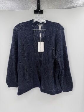Autumn Cashmere Women's Open Front Open Weave Cashmere/Silk Cardigan - NWT